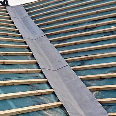 New lead valley running down between two battened slopes, Global Roofing and Guttering, Dublin