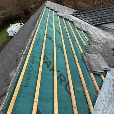 New breathable membrane and battens running into a valley, Global Roofing and Guttering, Dublin